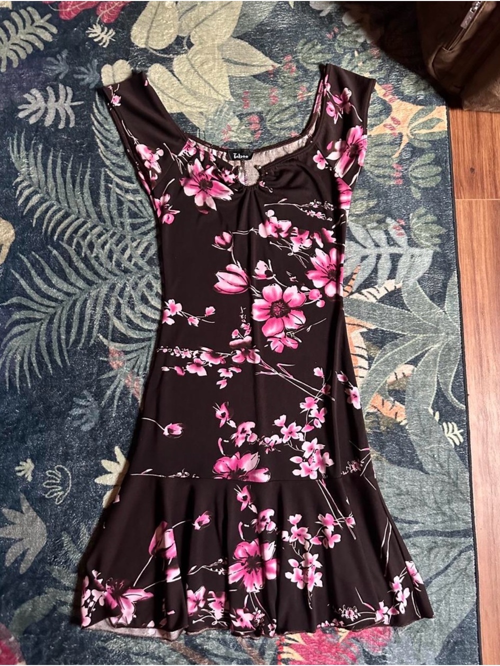 Taboo brown Dress with Pink Floral Print
